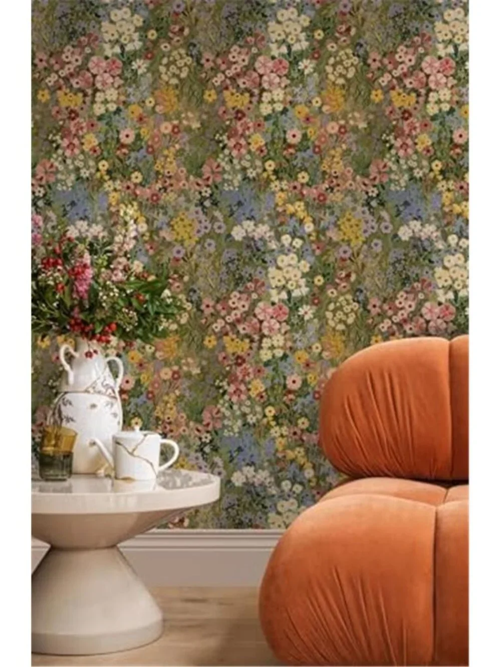 Floral Peel Stick Wallpaper Boho Removable Waterproof Contact Paper Green Petal